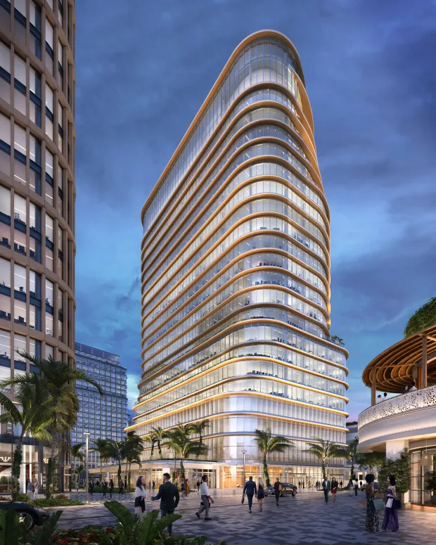 A new downtown 15 building is under construction and will include Cleveland Clinic's outpatient facility. (via Related Ross)