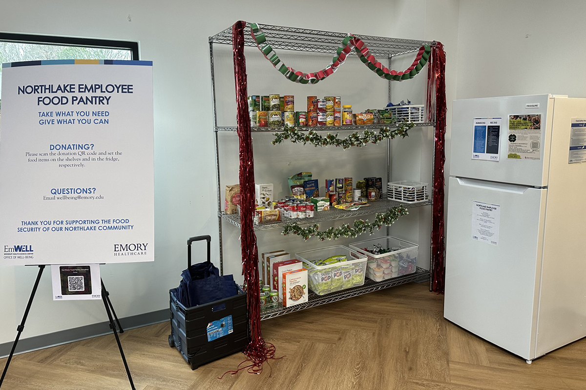 shelves with nonperishable foods
